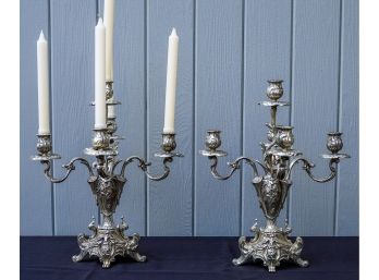 Silver-Plated  Pair Of Candelabras - Just In Time For The Holidays SHIPPABLE