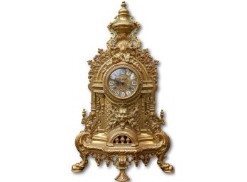GOTHIC Imperial Gilt Brass Mantle Clock By F. Hermie