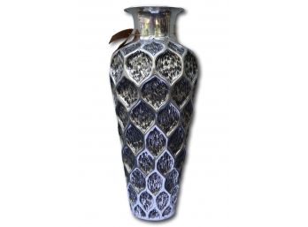 Pier One Embossed Contemporary Tall-SHIPPABLE Aluminum Vase