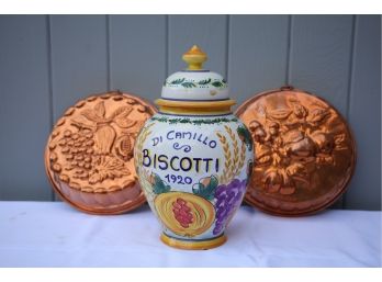 Biscotti Jar With Set Of Cooper Molds