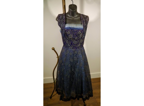 Dark Blue Lace Dress-shippable