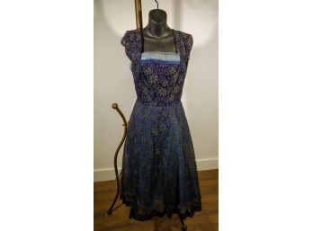 Dark Blue Lace Dress-shippable