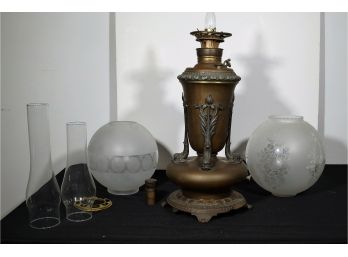 Antique Electrified Kerosene Lamp