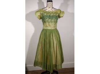 Green Taffeta Dress-shippable