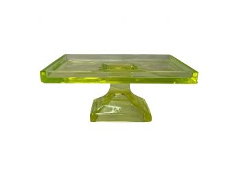 1920s Clarks Teaberry Gum Yellow Vaseline Glass Footed Stand