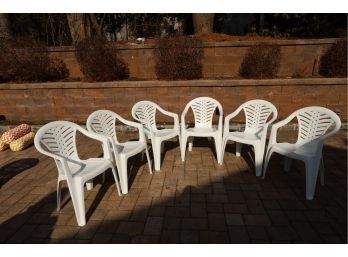 6 White Resin Chairs By ProGarden