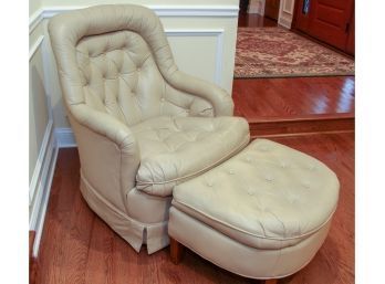 Vintage Leather Swivel Rocking Chair With Ottoman