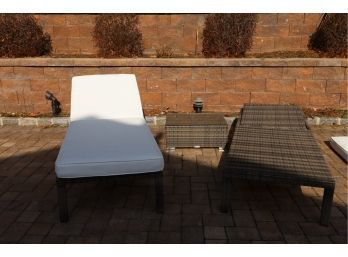 Pair Of Chaise Lounges With White Cushions And Table From MANGOHOME