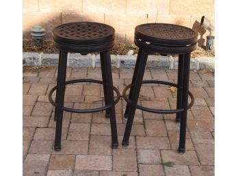 Bronze Backless Round Swivel Bar Stool From The Darlee Outdoor 30' Set Of Two
