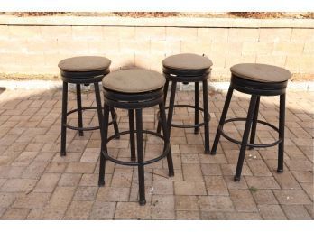FRONTGATE Antique Bronze Backless Round Swivel Bar Stool From The Darlee Outdoor 30' Set Of Four