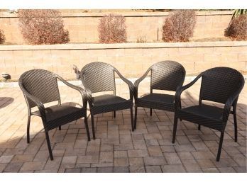 FRONTGATE Caf Curved Back Stacking Chairs, Set Of Four - Golden Bronze