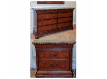 Thomasville Marble Top  Dresser Mirror & Side Cabinet  Preview Available