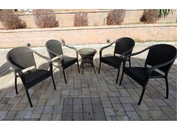FRONTGATE Cafe Curved Back Stacking Chairs, Set Of Four - Golden Bronze