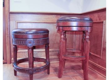 Frontgate Leather Covered Swivel Stools