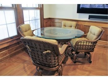 Rattan Glass Top Table With Chairs