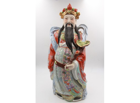 Large Chinese Famille Rose Wise Man Immortal Figurine