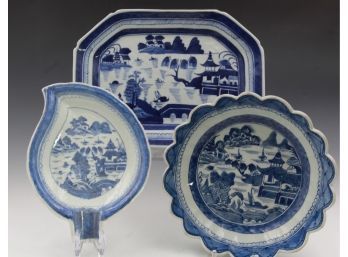 Antique Chinese Blue And White Serving Pieces-Shippable