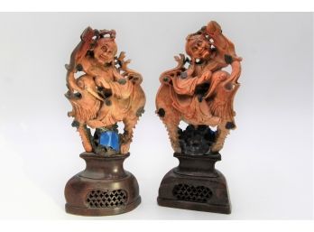 Pair Of Carved Soapstone Sculptures