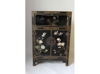 Exquisite  Chinese Hardstone - Inlaid Black Lacquer Cabinet - Early 20th Century