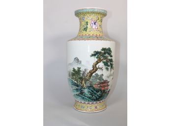 Large Hong Kong Porcelain Vase Signed