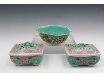 Three Piece Asian Porcelain Collection