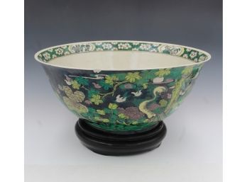 Early Chinese Bowl Hand Painted 6 Blue Character Markings