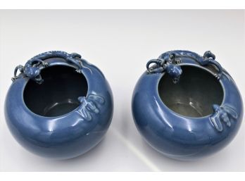 Pair Of Chinese Blue Glazed Porcelain Jars