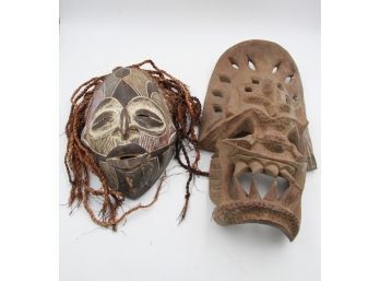 Pair Of Old Ceremonial African Masks- Shippable