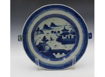 Antique Chinese Blue And White Porcelain Warming Plate