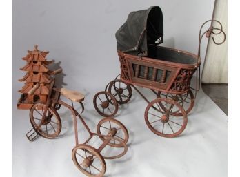 Bird House, Doll Carriage And Bicycle