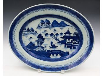 Blue And White Large Chinese Platter
