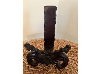 Antique Chinese Wooden Stand With Carved Bat