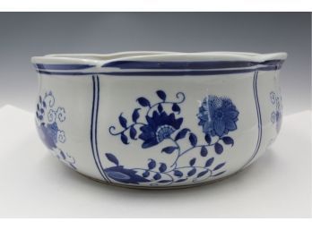 Asian Blue And White Bowl With Flowers