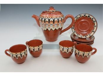 Vintage Handmade ,hand Painted Soviet Bulgarian Tea Set