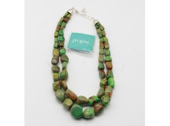 Jay King Mojave Green Turquoise Double Strand Necklace Sterling Silver Clasp-Shippable