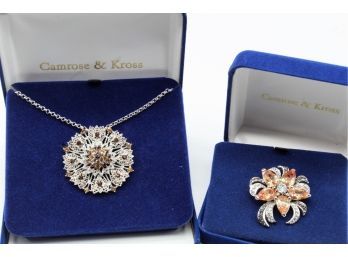 Jacqueline KENNEDY Apricot  White Brooch & Notre Dame Window BroochNecklace-Shippable