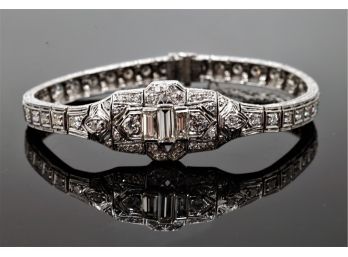 1930's Platinum 7Ct Diamond  Bracelet- Appraisal $18,000.00 - Shippable