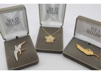 Nolan Miller Leaf Pin & Bird Pin & Ombre Pendant -Shippable