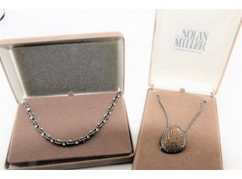 Nolan Miller Hematite Druzy Pendant Necklace & Hematite Necklace-Shippable
