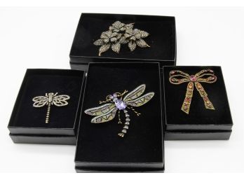 Heidi Daus Dragonfly Pin & Heidi Daus Flower Pin & Heidi Daus Bow Pin & Smaller Dragonfly-Shippable