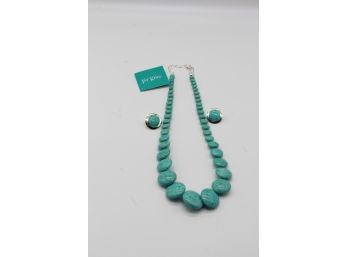 Jay King Mine Finds Blue Turquoise Necklace And Earrings-Shippable