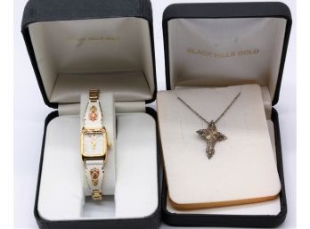 Black Hills Gold Cross Necklace & Black Hills Gold Watch-Shippable