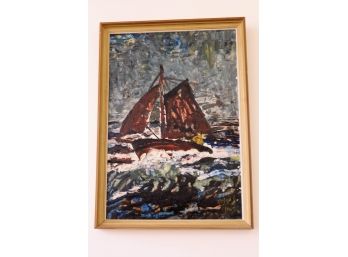 Vintage Sailboat Signed Lower Right C-1969 -SHIPPABLE