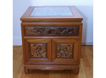 Asian Carved Table With Glass Top