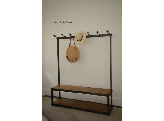 Restoration Hardware, Industrial Style Iron And Slatted Wood 'Coat Rack Bench'