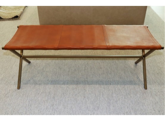 Leather Bench With Metal Base