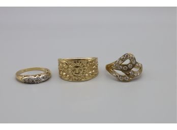 Three Yellow Gold Vintage Rings -SHIPPABLE