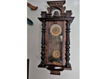 Antique Wall Clock With Pendulum & Key