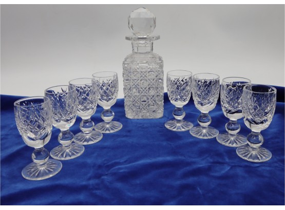 8 WATERFORD GLASSES With Unmarked Decanter -shippable