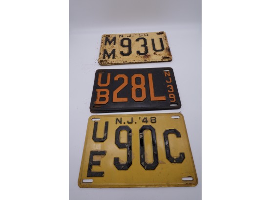3 Pairs Of Antique New Jersey License Plates -SHIPPABLE